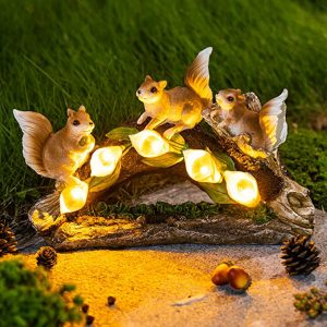 Solar Squirrel Garden Statue