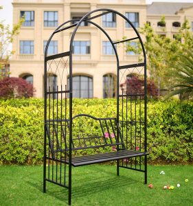 Steel Garden Arch with Seat for 2