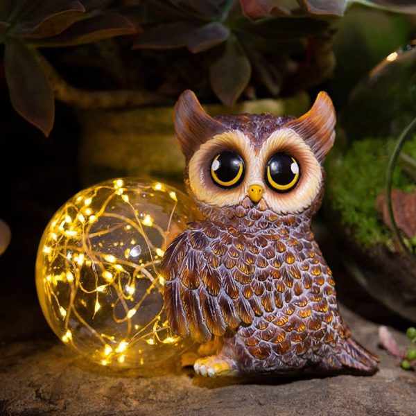 Solar Owl Garden Statue